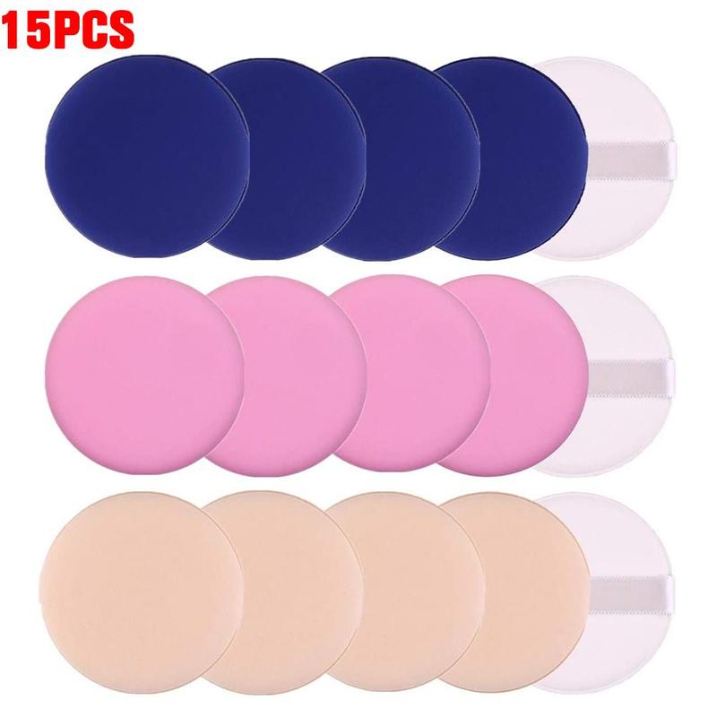 15-pack of non-latex cushion puffs, suitable for both dry and wet use, BB cream round sponge puffs, makeup tools